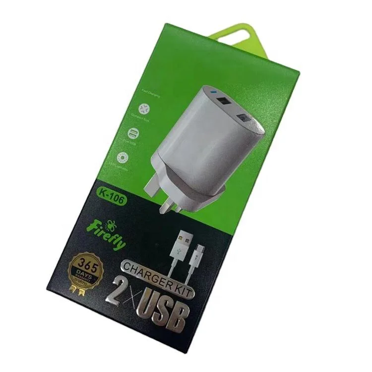 Wholesales Price Africa 2A Phone Charger With USB Cable 2 USB UK Plug Wall Charger For Oraimo