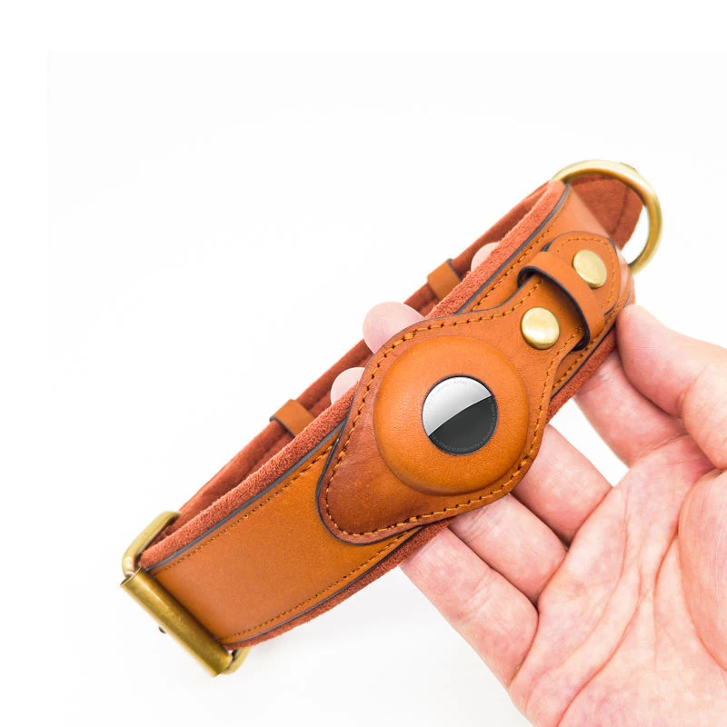 PURESPET Wholesale Custom Private Label In Bulk Padded Adjustable Wide Genuine Leather Dog Collar for Large Dog