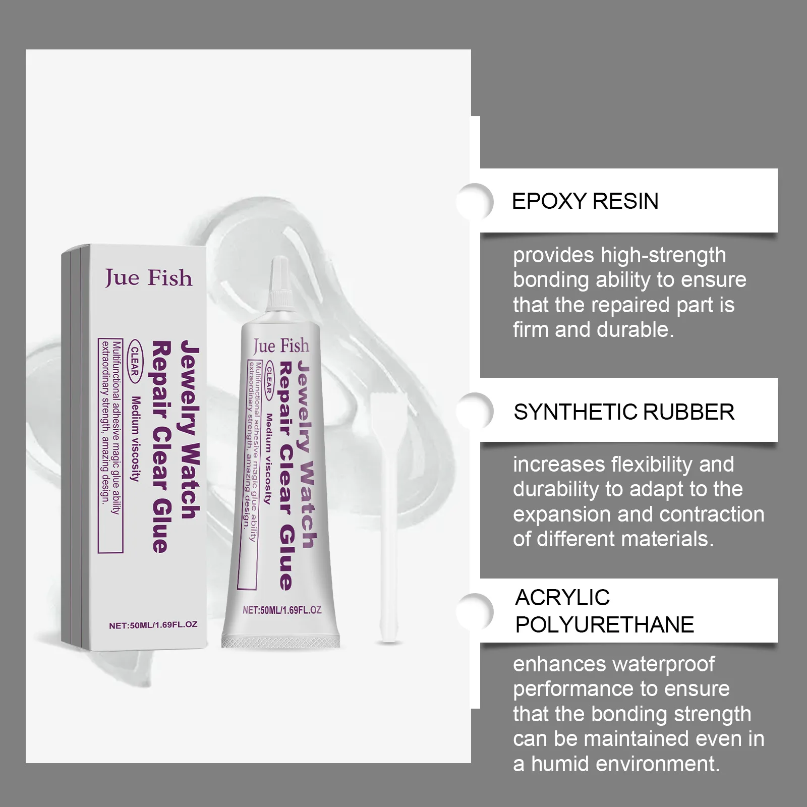 New Jue Fish seamless waterproof adhesive multifunctional jewelry watch repair transparent adhesive