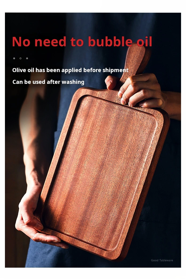 Western food cut steak board bread cake solid wood pizza plate base support cutting board food wood pallet_12