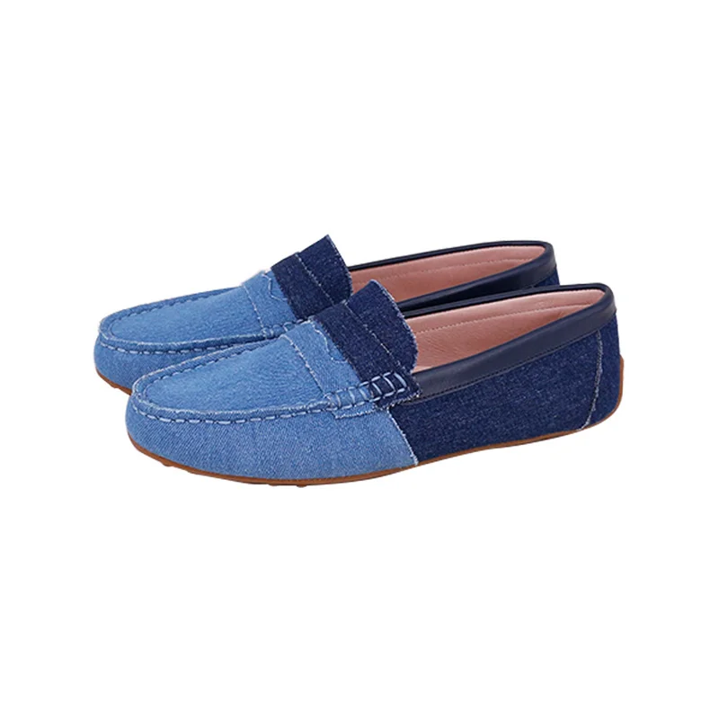 CHOOZII New Arrival Boys Men Summer Unique 2 Tone Denim Combo Loafers with Classic Polka Dot Outsole