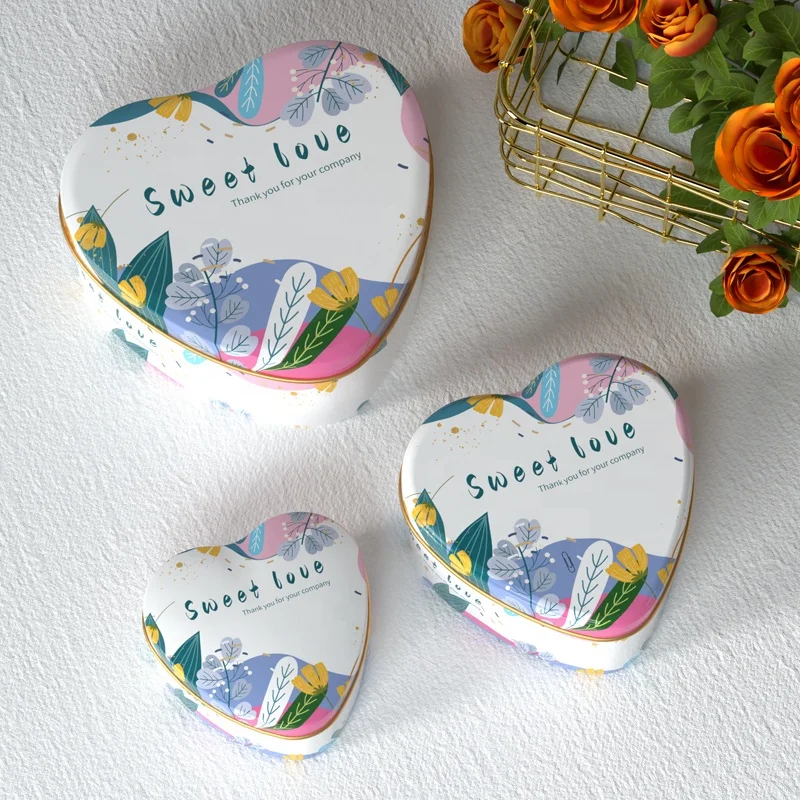 heart shaped metal tin box candy customized packaging and logo printing tin boxes for food
