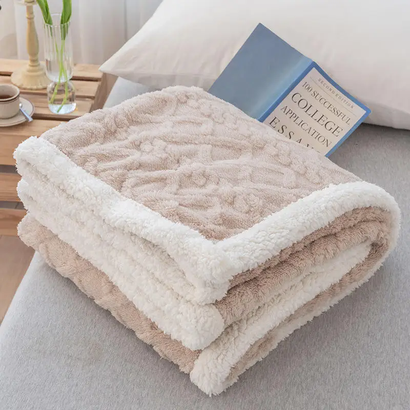 Thick plaid microfiber lamb flannel fleece throw blanket super soft plush polyester sherpa blanket