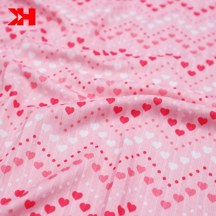 High quality custom digital printed rib fabric polyester rib knit fabric on bolt