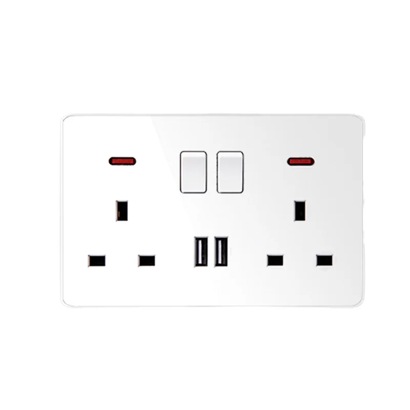 British Standard 13A 15A Wall Socket 3 Gang 2 Way Modern Light Wall Switches And Sockets Electrical