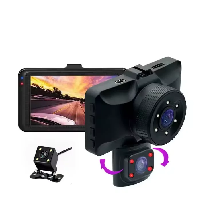 Tachograph With Rear View Camera Car Dvr 1080P Auto Recorder Dash Cam 3 Camera lens with Rear View Camera Night Vision