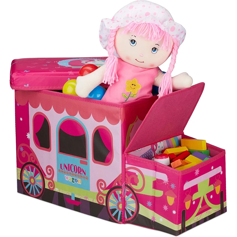 collapsible fabric Kids Storage Box Seat Toy Stool Books Clothes Chest Cartoon car shape storage bins Girls Boys gift