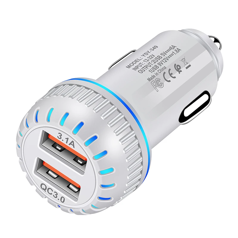 3.1A автомобильное зарядное устройство с двумя портами USB для быстрой зарядки QC телефон адаптер iPhone 11 Pro Max 6 7 8 плюс Xiaomi Redmi