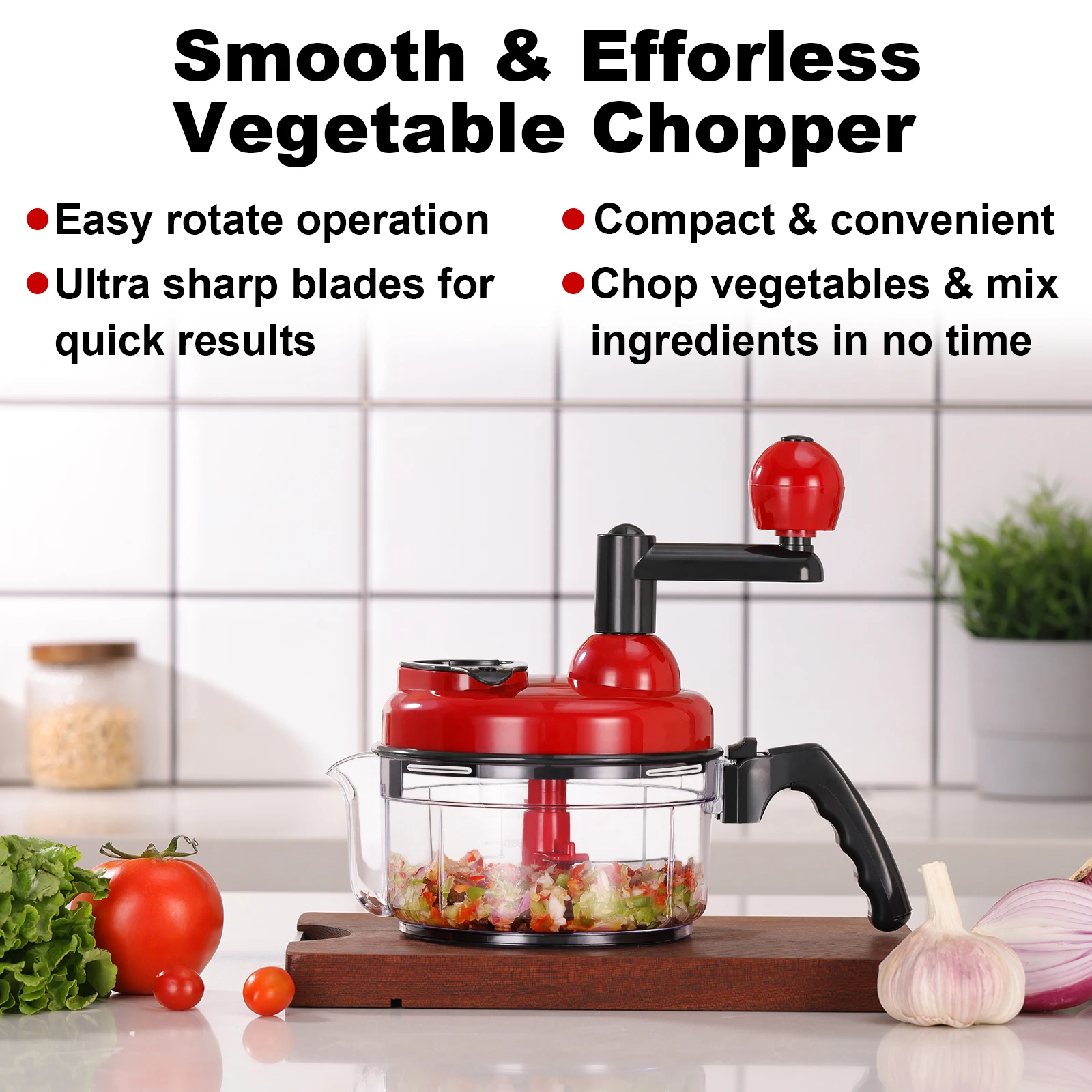 Household Hand Crank Manual Vegetable Chopper Cutter 3 In 1 Multi Chopper Manual Salad Vegetable Chopper