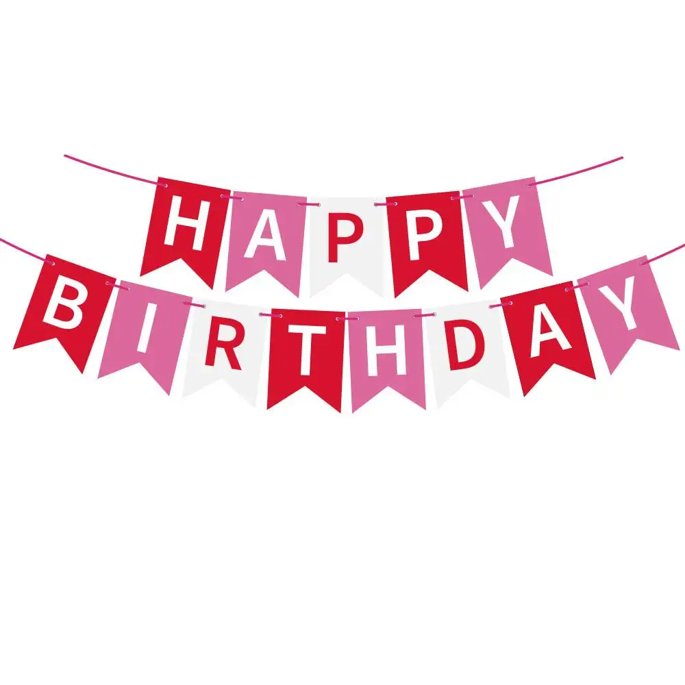 Happy Birthday Flat Flag Paper Banners Colorful Party Decorations Anniversary Birthday Banner Party Supplies Banners