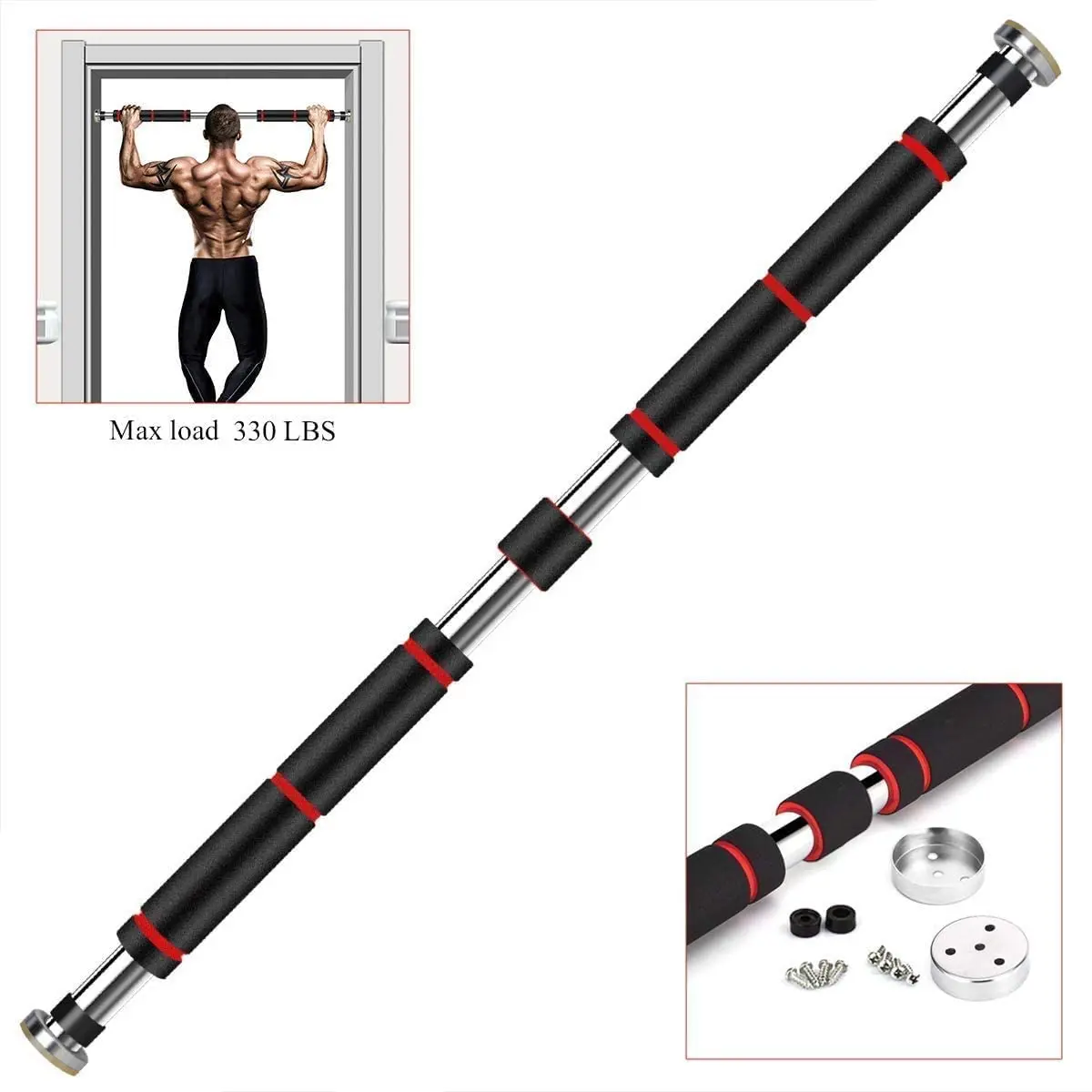 
80cm USA/EU Warehouse 60cm Door Horizontal Bars Exercise Home Workout Gym Chin Up Training Pull Up Bar 