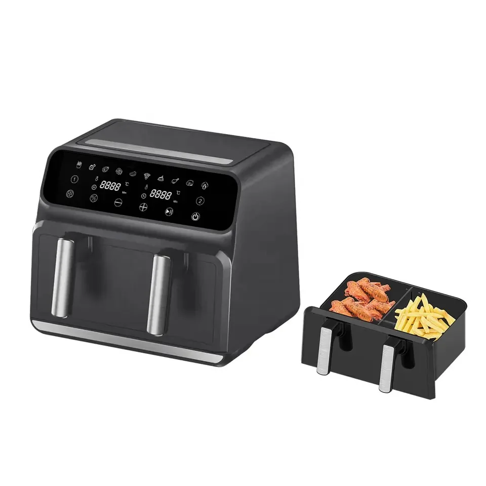 2023  dual air fryer hot selling 8 Quart, 8L 1800W~2400W 10 in1 no oil for home use 2 basket double zone air fryer