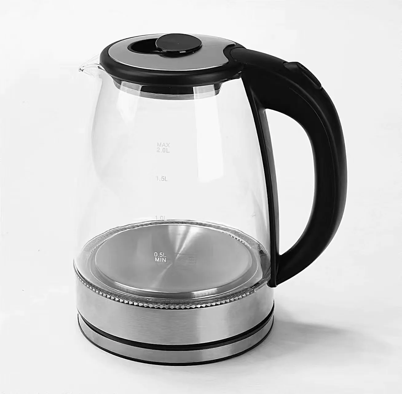 Glass kettle with blue led light fast boiling strix stainless steel 2.0L cordless electric water jug kettle