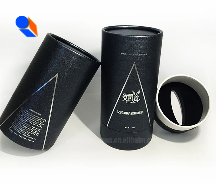 Black cardboard shipping box for dress tube cylinder gift mailer custom nail polish packaging