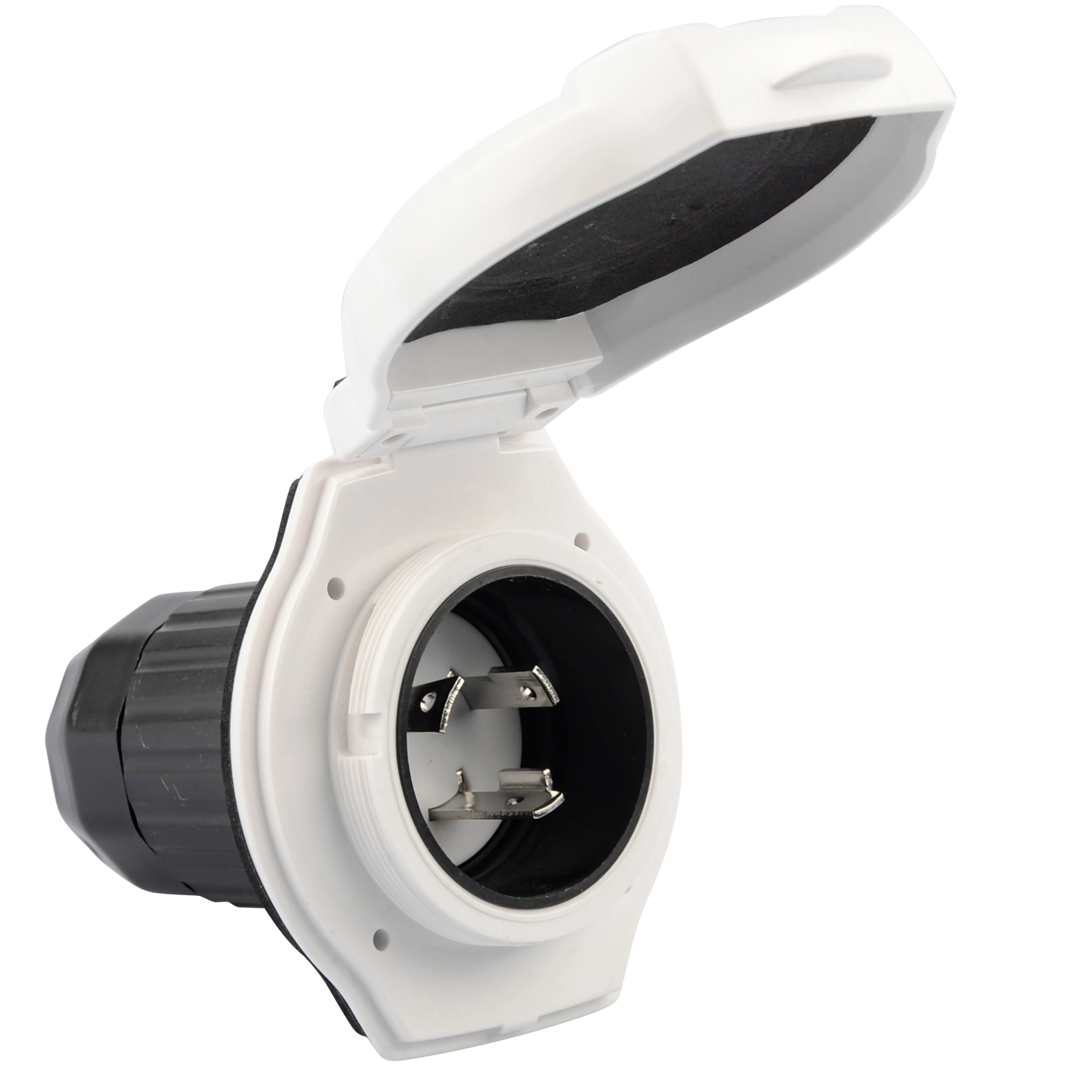 125V 30A Inlet Shore Power Receptacle for RV Camper Boat, Twist Lock NEMA L5-30P 30A RV Inlet Plug with LED Indicator