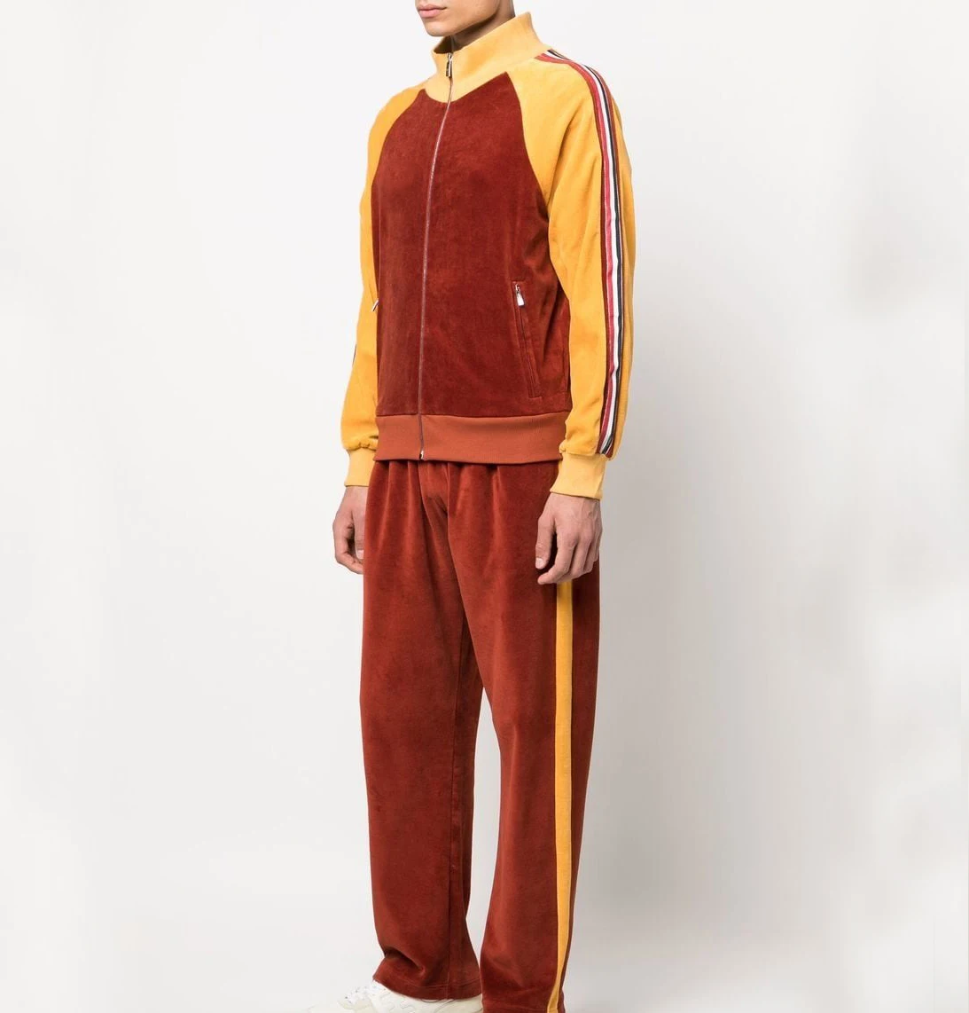 Мужской Бархатный спортивный костюм из двух предметов: куртка и штаны