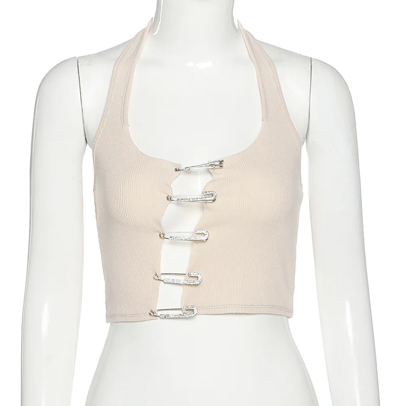 
2021 New Arrivals trendy cut out see through tops for womens 