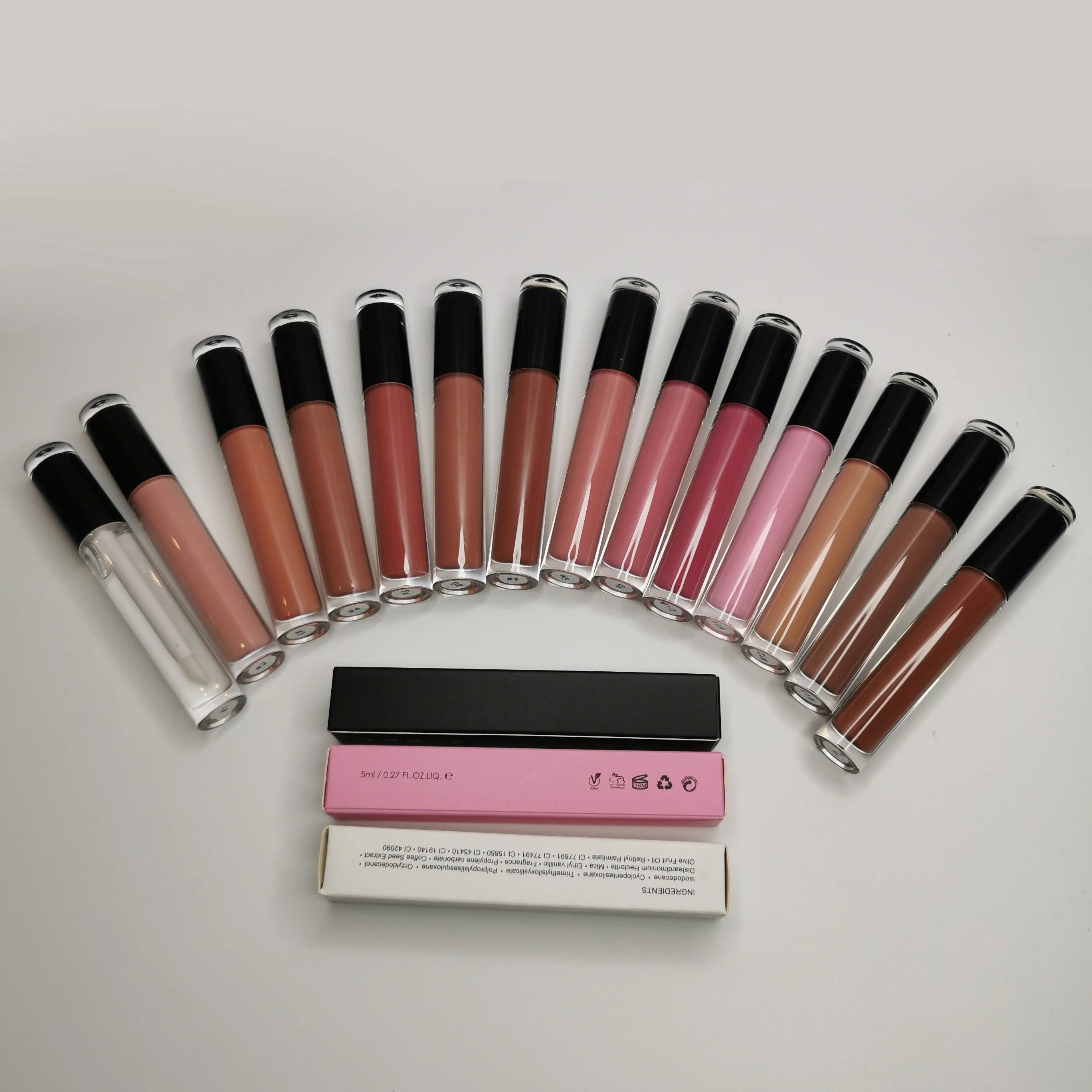 Поставщик, оптовая продажа, блестящий Блестящий темно-коричневый блеск для губ с высокой пигментной яркостью, набор блесков для губ