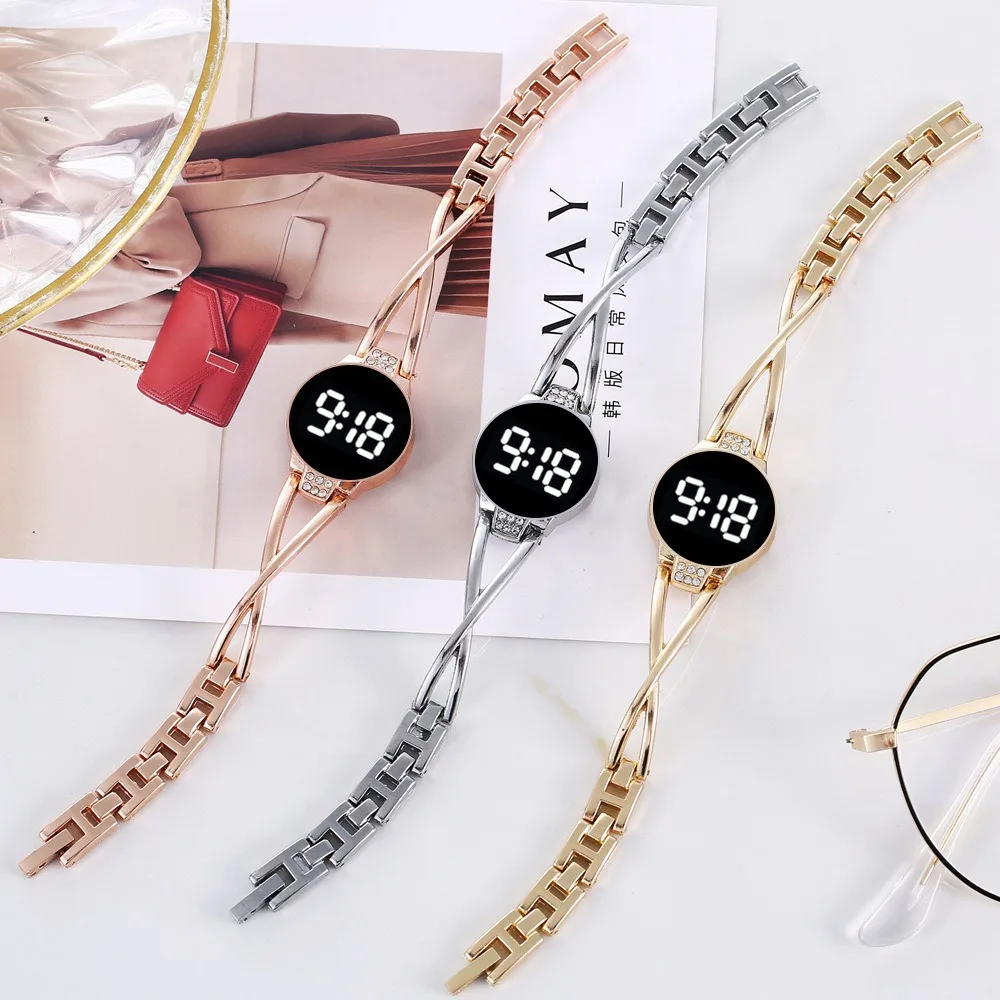 NJC Fashion women diamond trend classic slim stylish watches online led bracelet top ladies watches