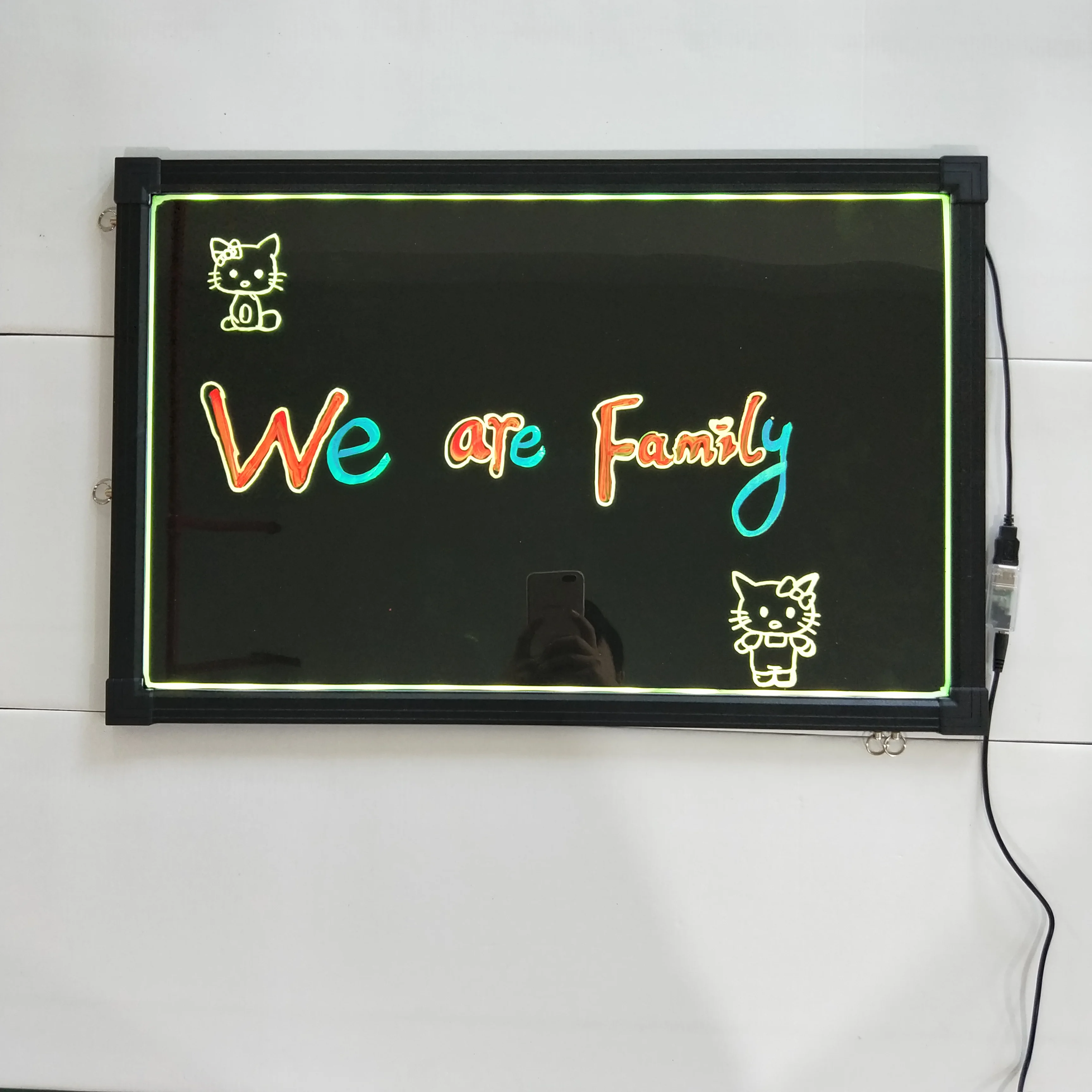 Flashing Illuminated Erasable Neon LED Message Writing Board Bundle with Fluorescent Pens, Remote Control, USB Controller