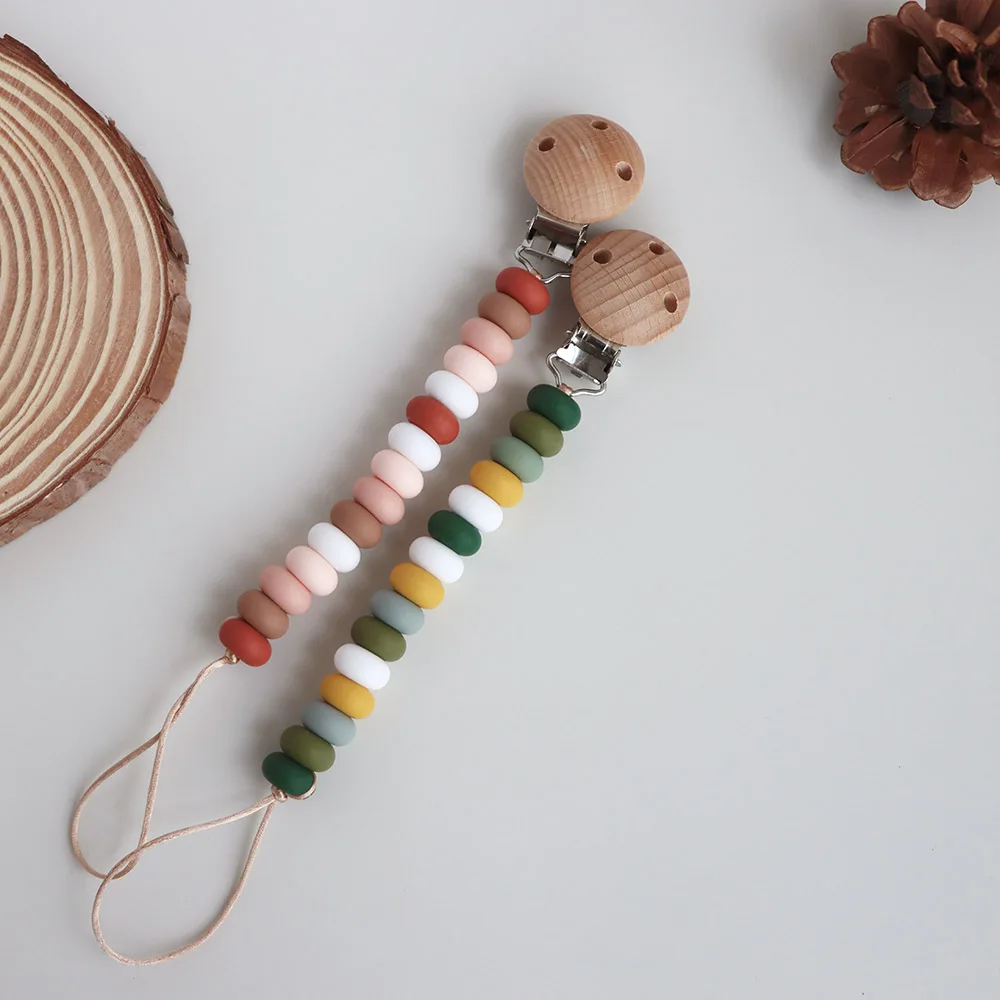Rainbow Mixed Color Newborn Toys Appease Chew Gift Anti Lost  Nipple Pacifier Chain Holder Clips