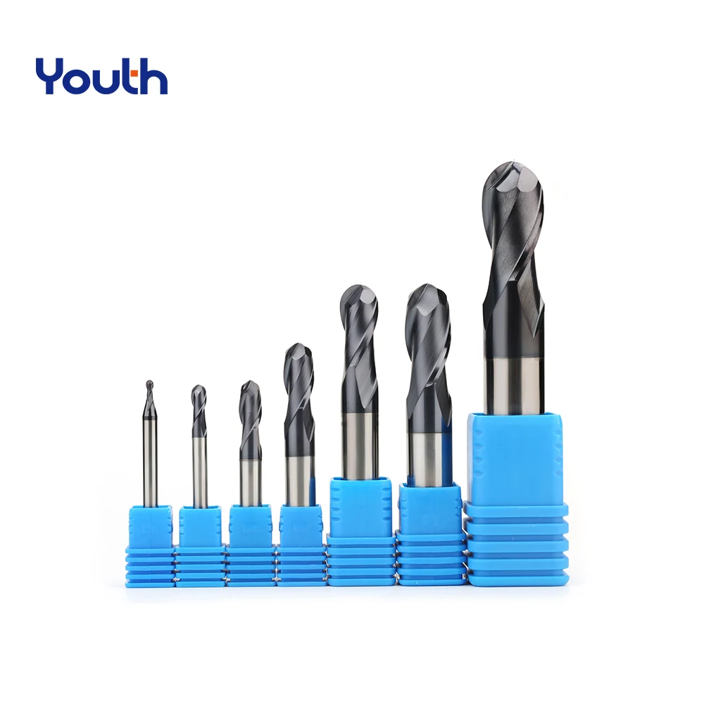
Youth 2F Solid Carbide Ball Nose End Mill Milling Cutters Inch Size with Coating 