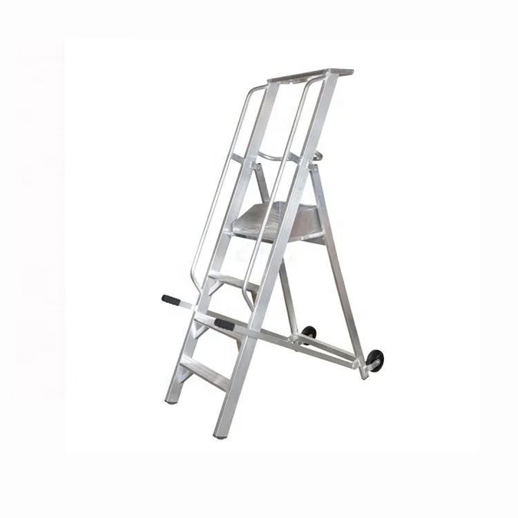 
Strong Metal shelf ladder with wheel for warehouse, Office, Supermarket 