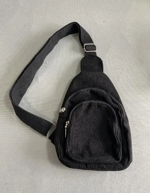 2024 New YCH Wholesale Custom Ladies Mini Solid Color Cute Crossbody Bag Travel Outdoor Chest Purse Stripe Corduroy Sling Bag