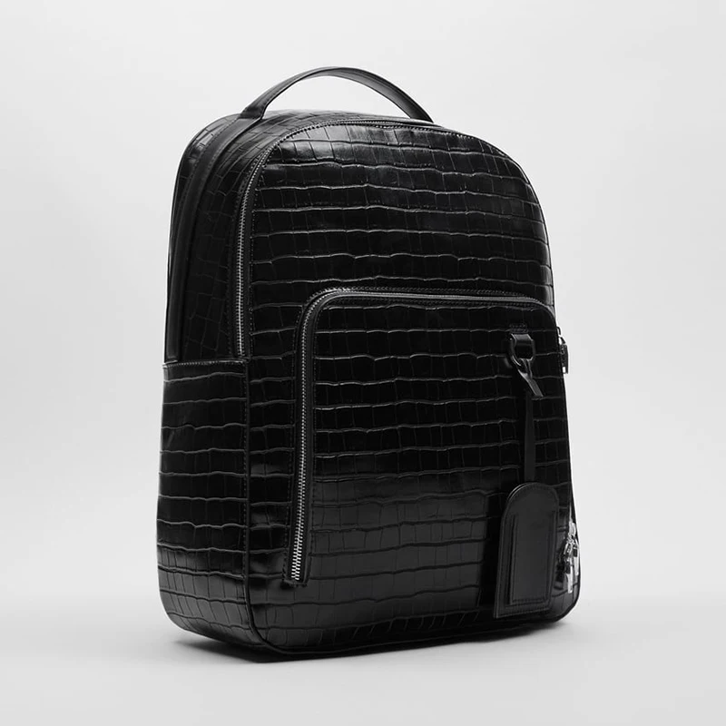 custom logo high quality new embossed crocodile pattern leather ashion backpack men