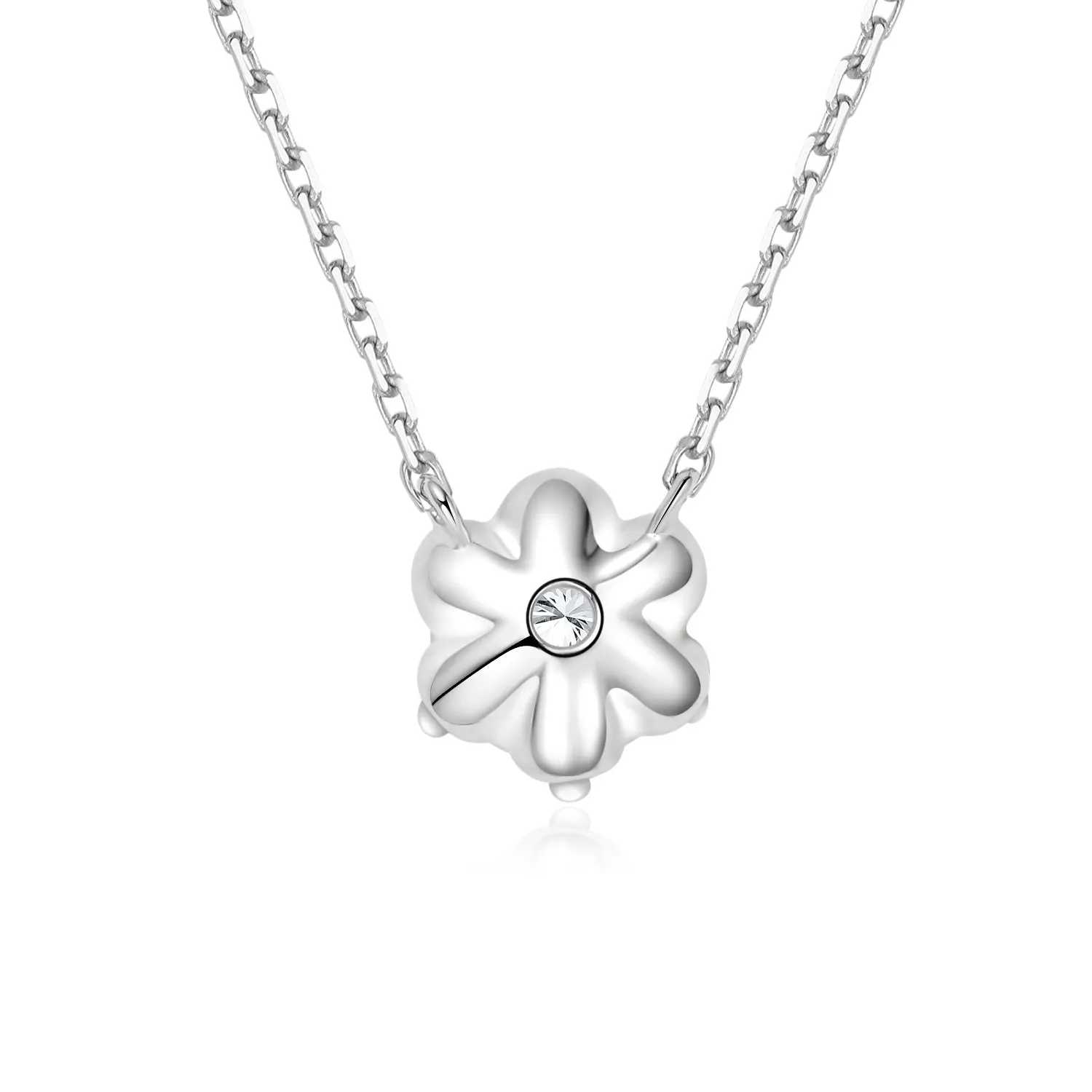 Luster Jewelry Diamond Flower Trendy Necklace 18k White Gold Necklace With Lab Grown Diamond For Women