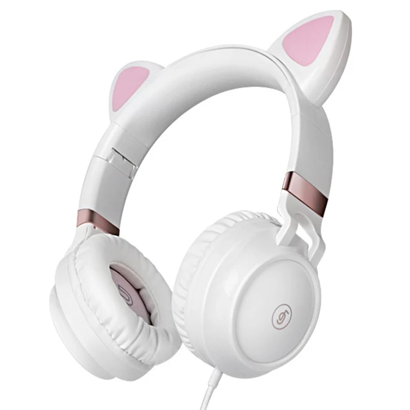 The single plug 3.5mm Cat-ear Wired headset with microphone Online Classes Computer Games Headset