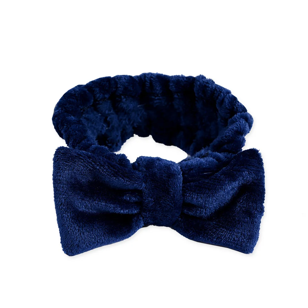 Spa Headband Bow Hair Band Women Facial Makeup Head Band for washing face Coral Fleece Bow Head Wraps for Washing Face Shower