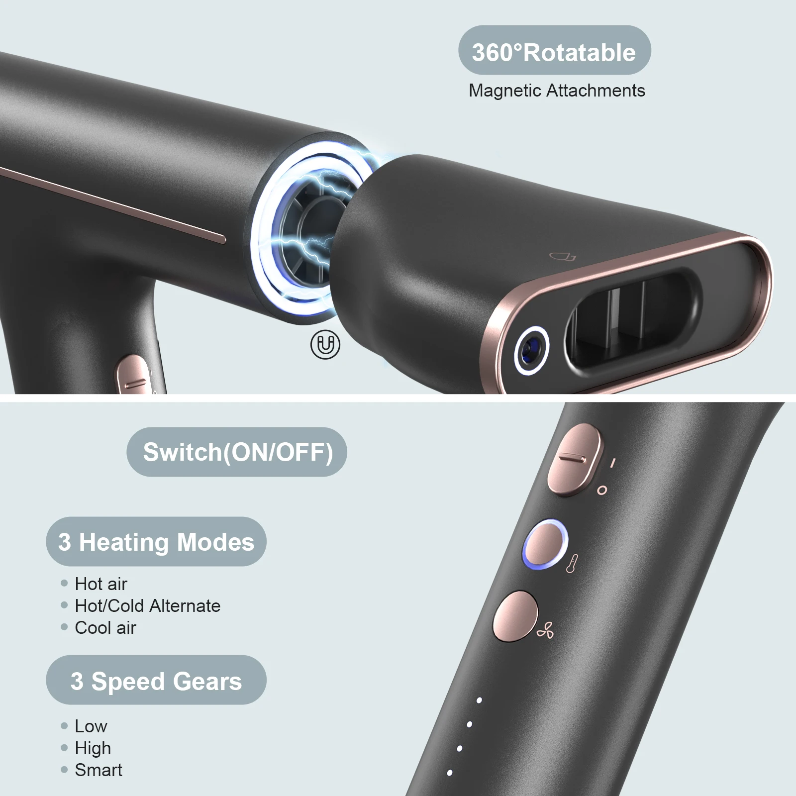 T11 BLDC Motor 110000rpm High Speed Professional Salon Home AC Mini Anion Blow Dryer Negative ion Hair Dryer