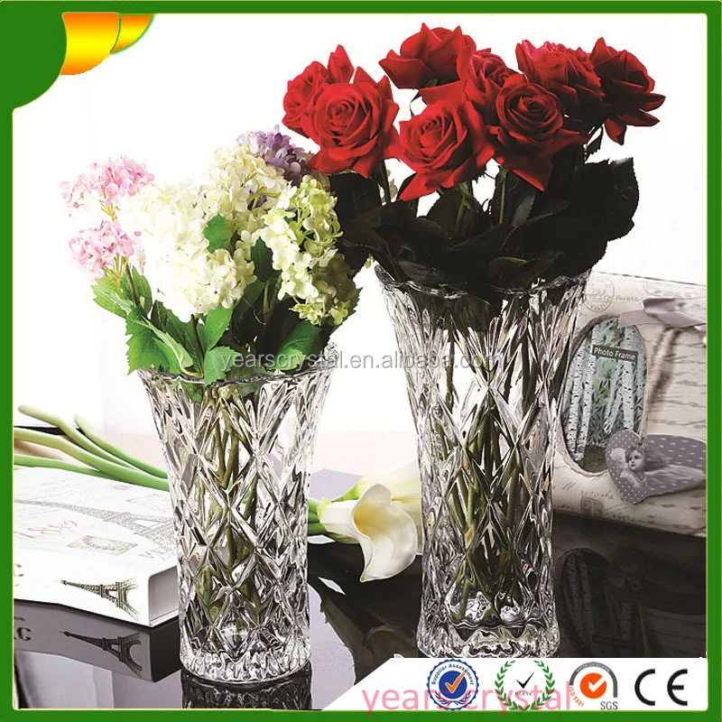 Hot Sales Flower Glass Vases Home Decoration 10 INCHES Tall Crystal Vases For Wedding Centerpieces
