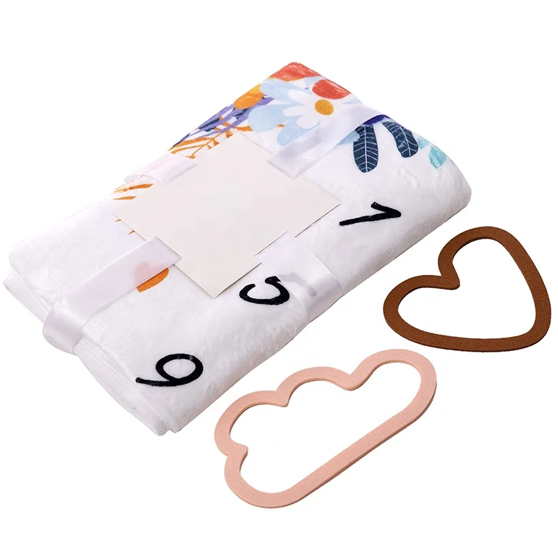 Custom Frame Photo Props Flannel Baby Boy Girl Muslin Thick Blanket Babies Monthly Milestone Blanket For Newborn Infant