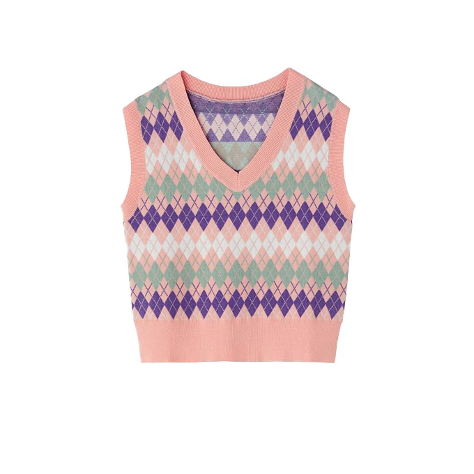 100%cotton Vest Custom Knit Sweater Women Sleeveless Jacquard Knitted Vest