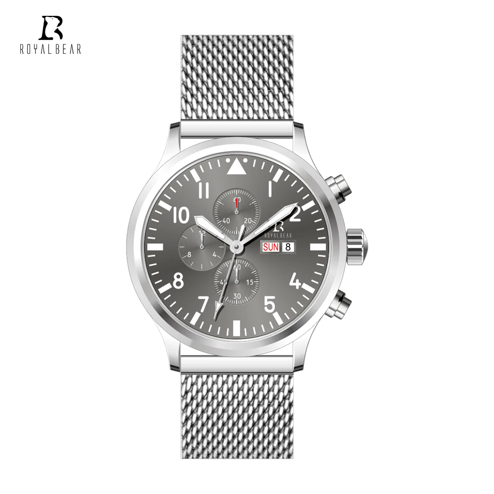 western China gents timepiece original Mesh Strap water resistant Chronograph  sports wristwatch