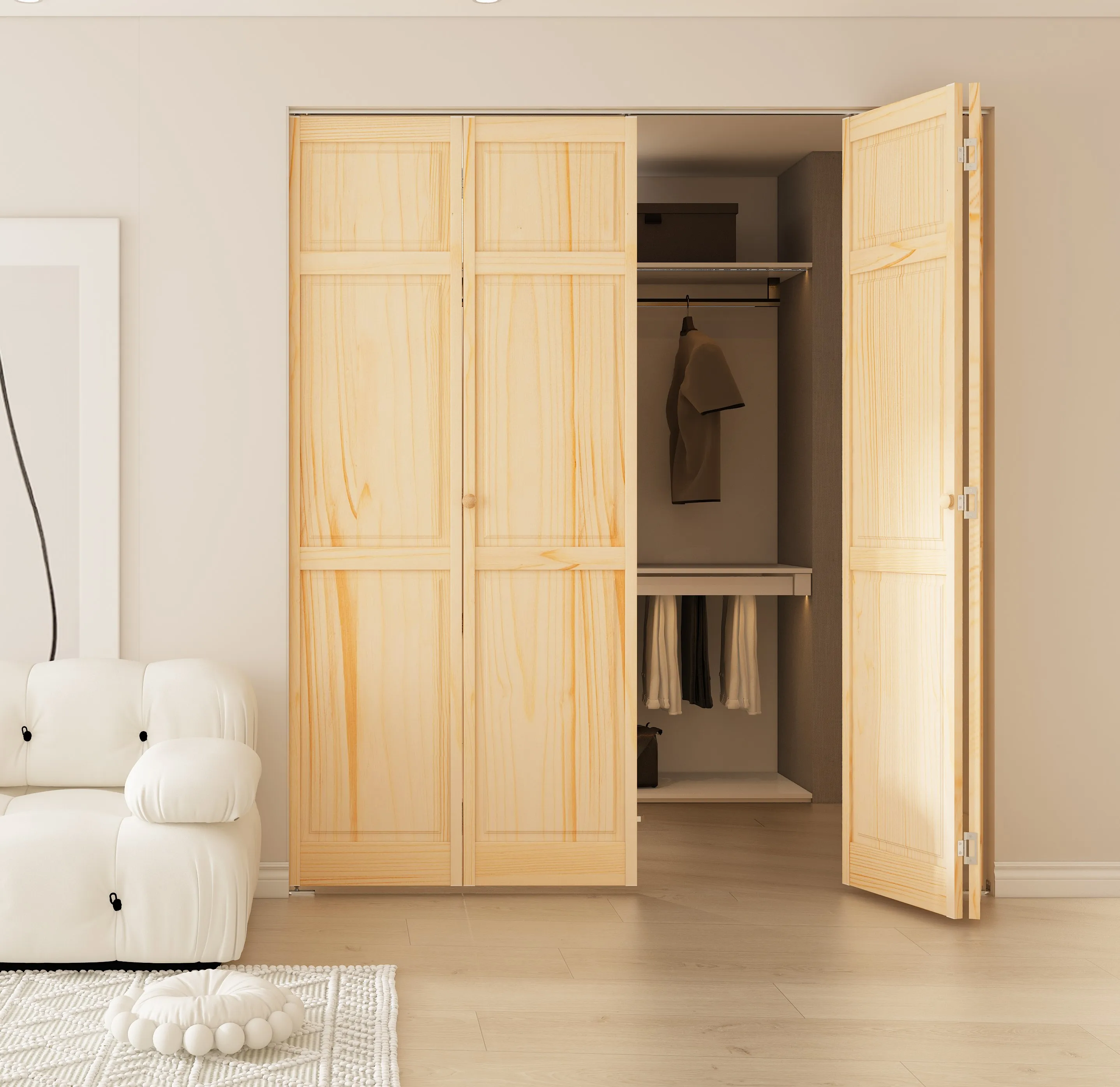 LPP Interior Wooden Door, Steel Track Bi-fold Sliding Door Hardware For Closet or Wardrobe