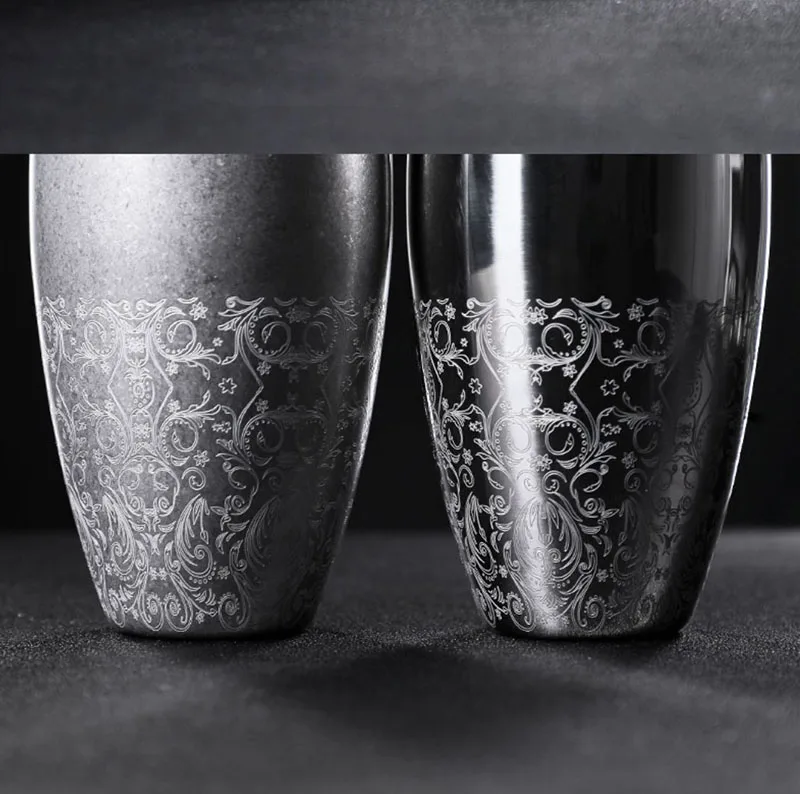 Japanese Style 500ml Stainless Steel 3-Piece Etching Cocktail Shaker Bar Shaker Cobbler Shaker Bar Tools