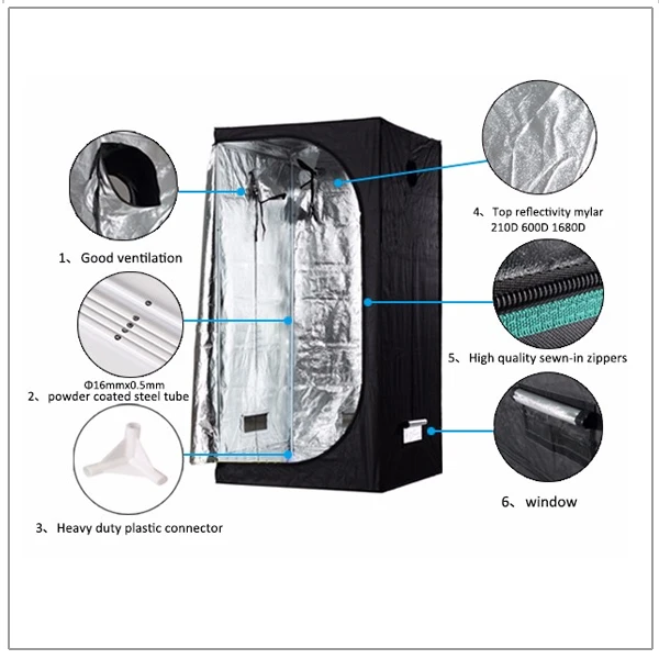 50x50x100 см палатка 600D гидропонный Mylar комнатный водонепроницаемый для выращивания растений