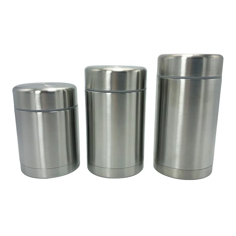 Reusable custom logo round shape eco friendly leak proof bpa free stainless steel vacuum bento food jar