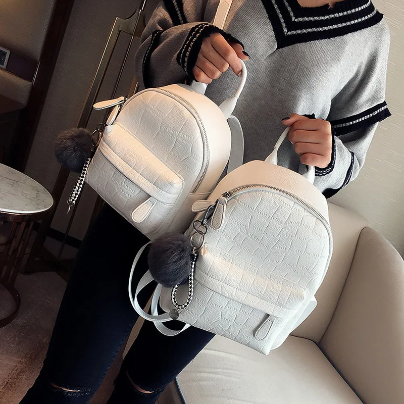 New casual pu leather girl bag custom mini stone pattern cute female backpack mochilas de mujer 2024