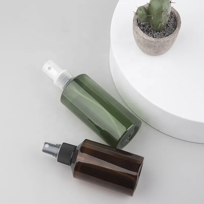 Wholesale 50ml 100ml 150ml 500ml Profiled Oblique shoulder Spray Bottle Dark green Perfume PET bottle