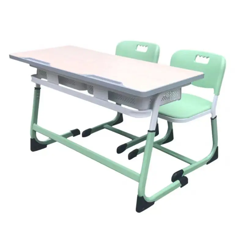 Modern White Office Desk with Wooden Frame Metal Computer Table for School and Classroom Living Room or Bedroom Use