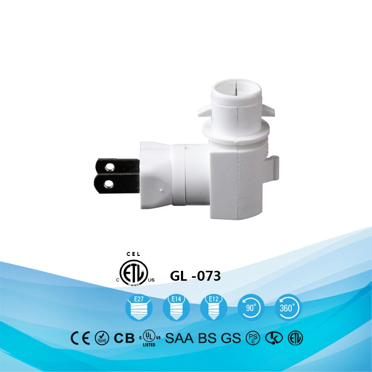 073A ETL approved rotating night light socket plug in USA Switch Lamp holder for night light