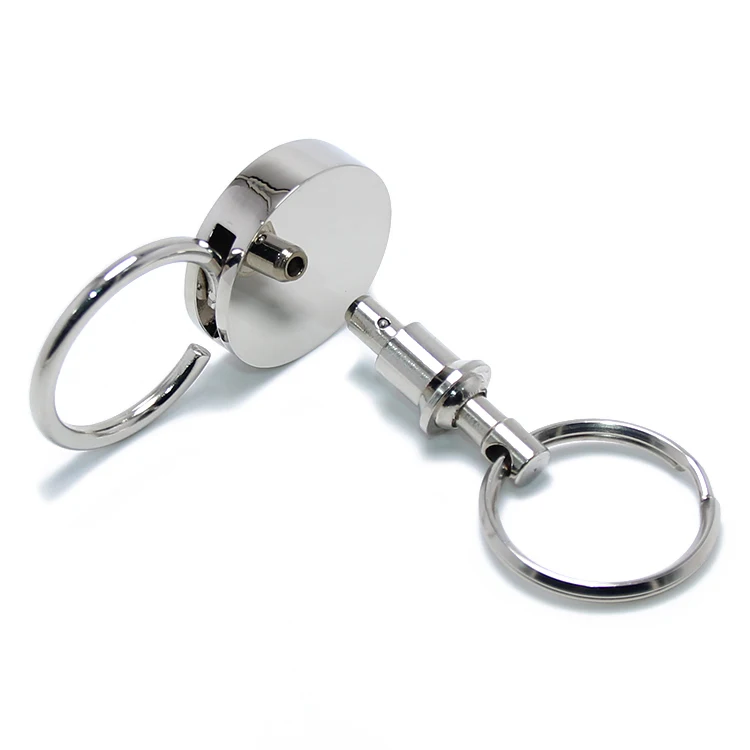 Dual Detachable Key Chain Snap Lock Holder Steel Pull-Apart KeyRings Removable Round Zinc Alloy Metal Pull-apart Key Ring