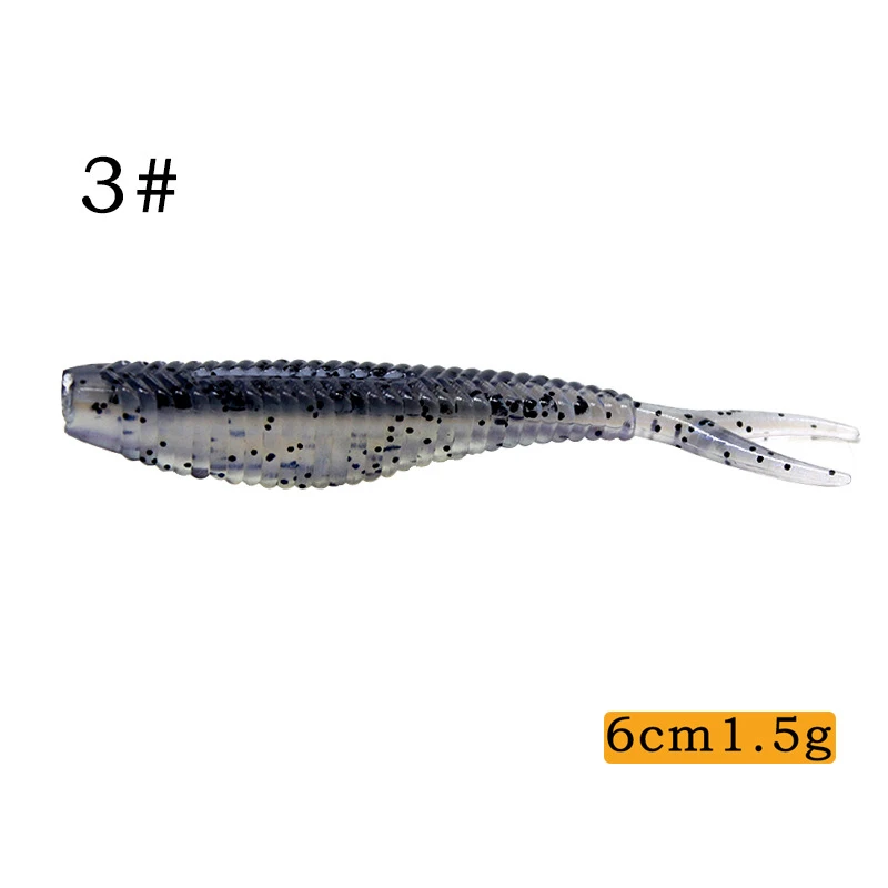 Новое поступление 1 5g 6 см в наличии 8 цветов 10 шт./пакет для рыбалки мягкие блесны на удочку супер Fluke раздвоенный хвост приманки