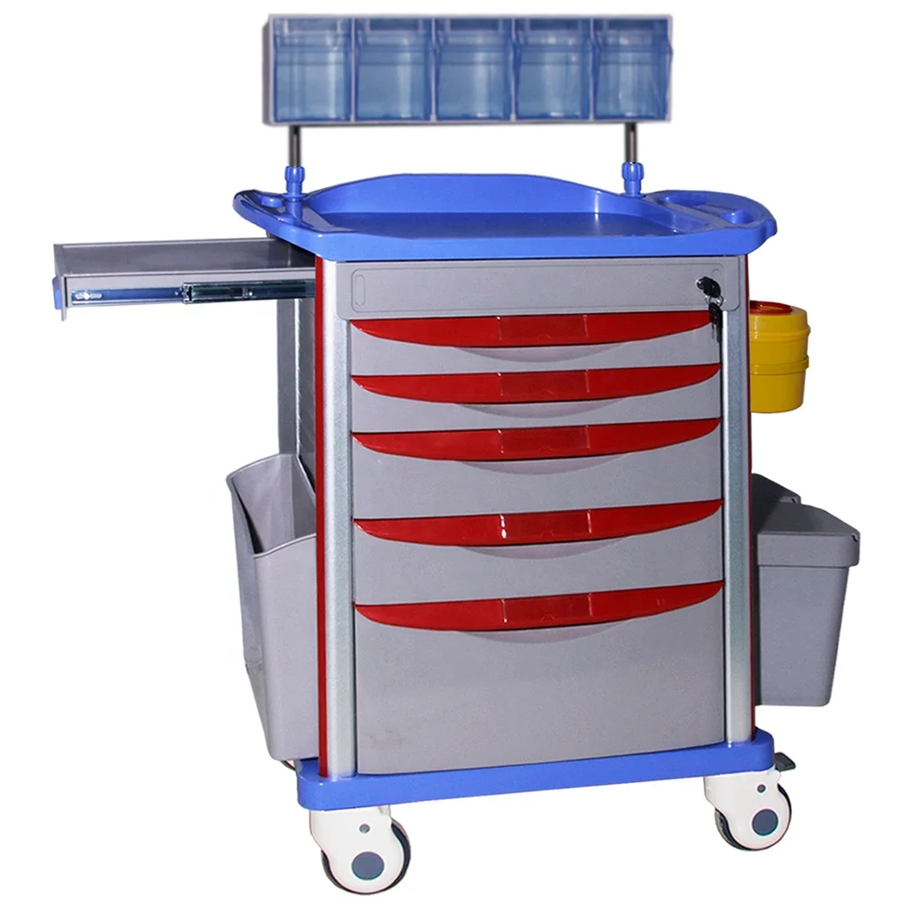 ICU hospital medical anesthesia crash cart manufacturers first line emergency drugs resuscitation trolley
