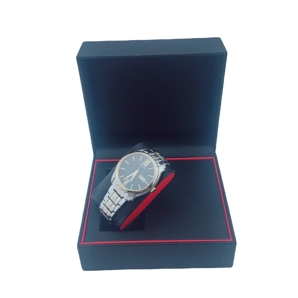 Custom Made Plastic Pu Single Watch Packaging Box leather logo suede leather pu single wrist unique OEM display case