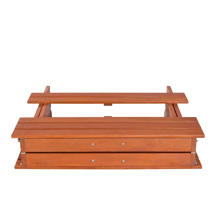 Outdoor Portable Wood bench table Set Portable 2 in 1 Picnic  table Bench chairs with Umbrella